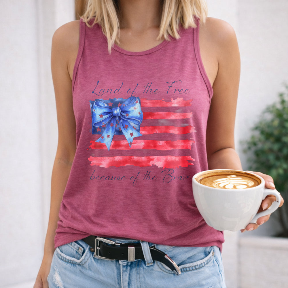 Land Of The Free Because Of The Brave Memorial Day 4th Women's Tank Top