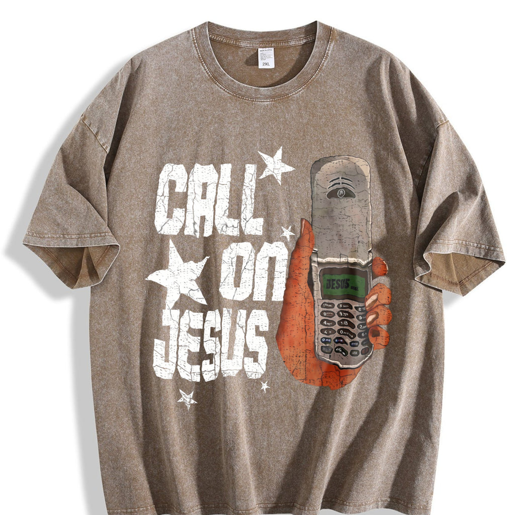 Call On Jesus Flip Phone White Religious Vintage Washed product image 3