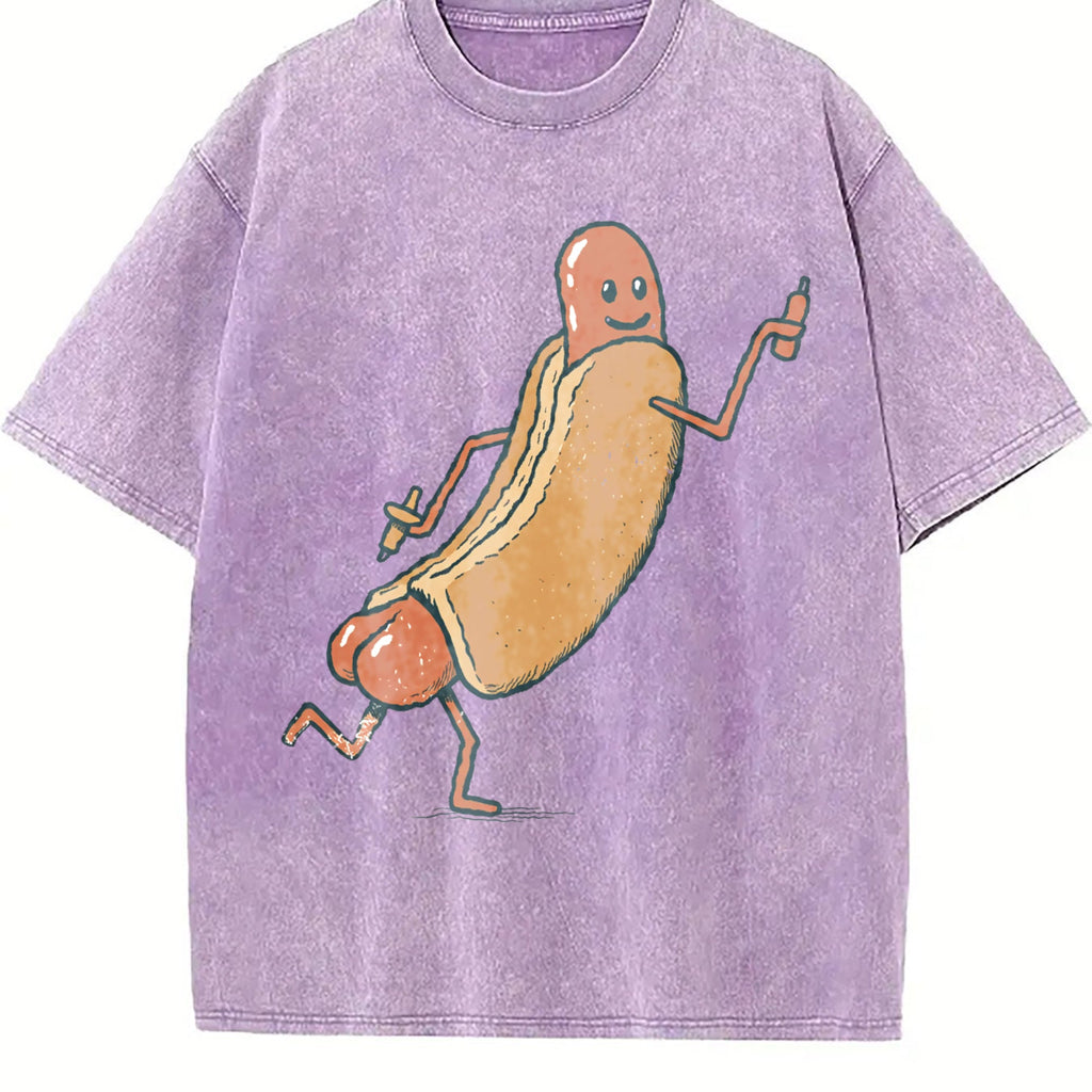 Funny Hotdog : Cute Vintage Washed T-Shirt product image 6