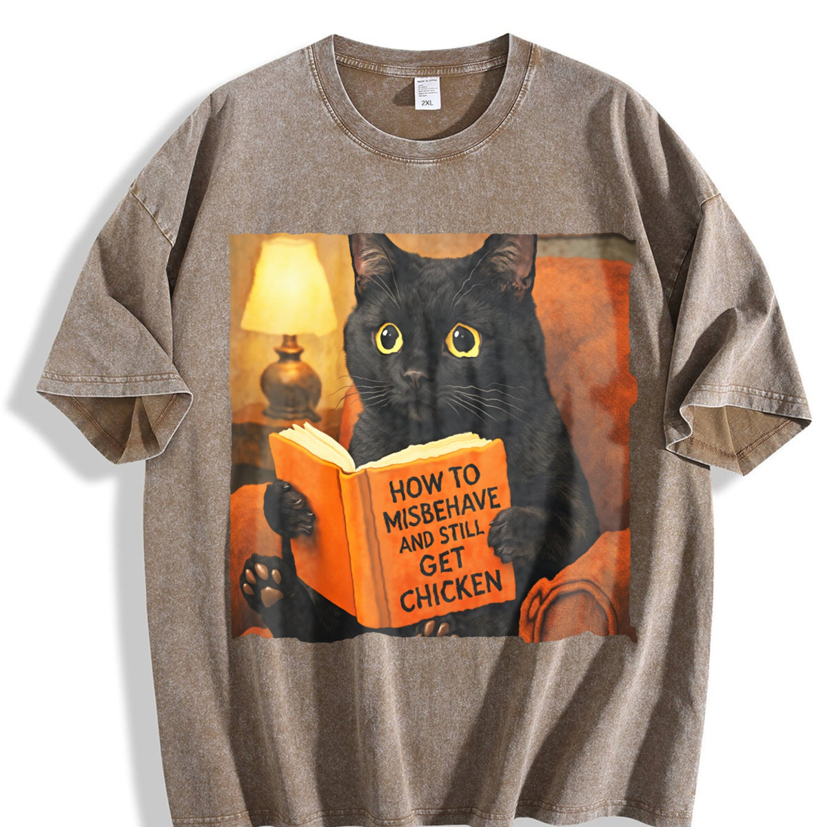 Funny Cat Vintage Washed T-Shirt product image 3