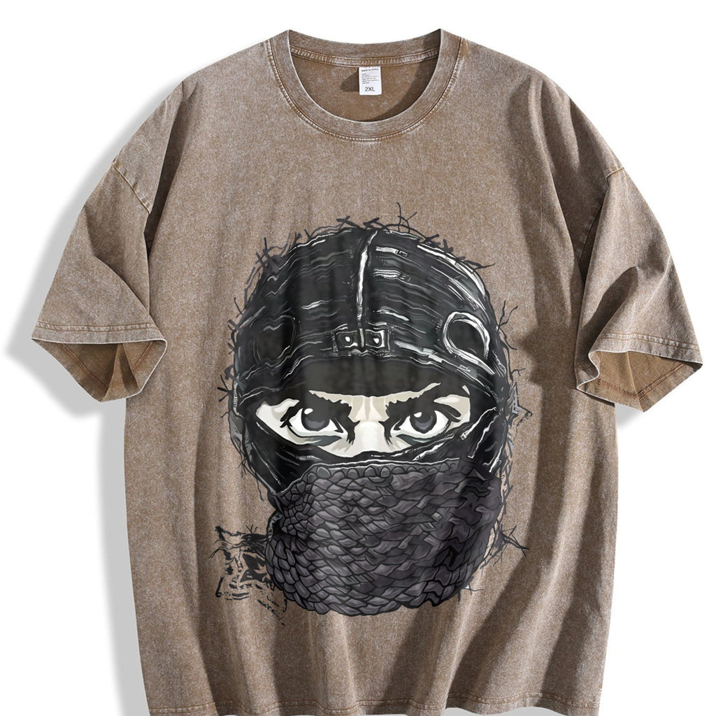 Masked Character N Letter Vintage Washed T-Shirt product image 3