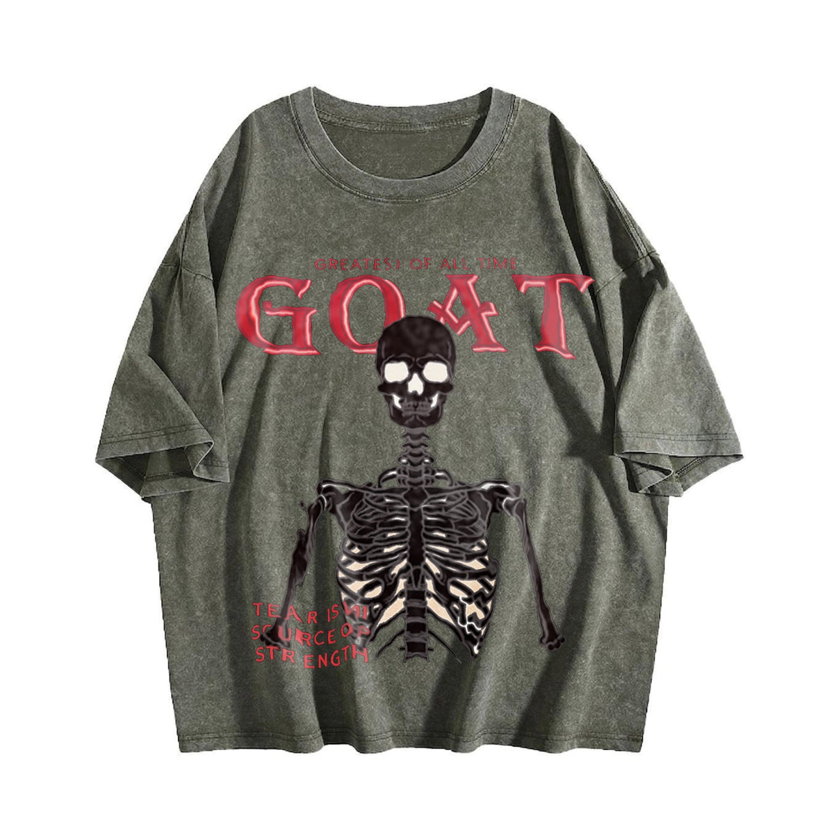 Goat Skeleton Fire White Vintage Washed T-Shirt product image 4