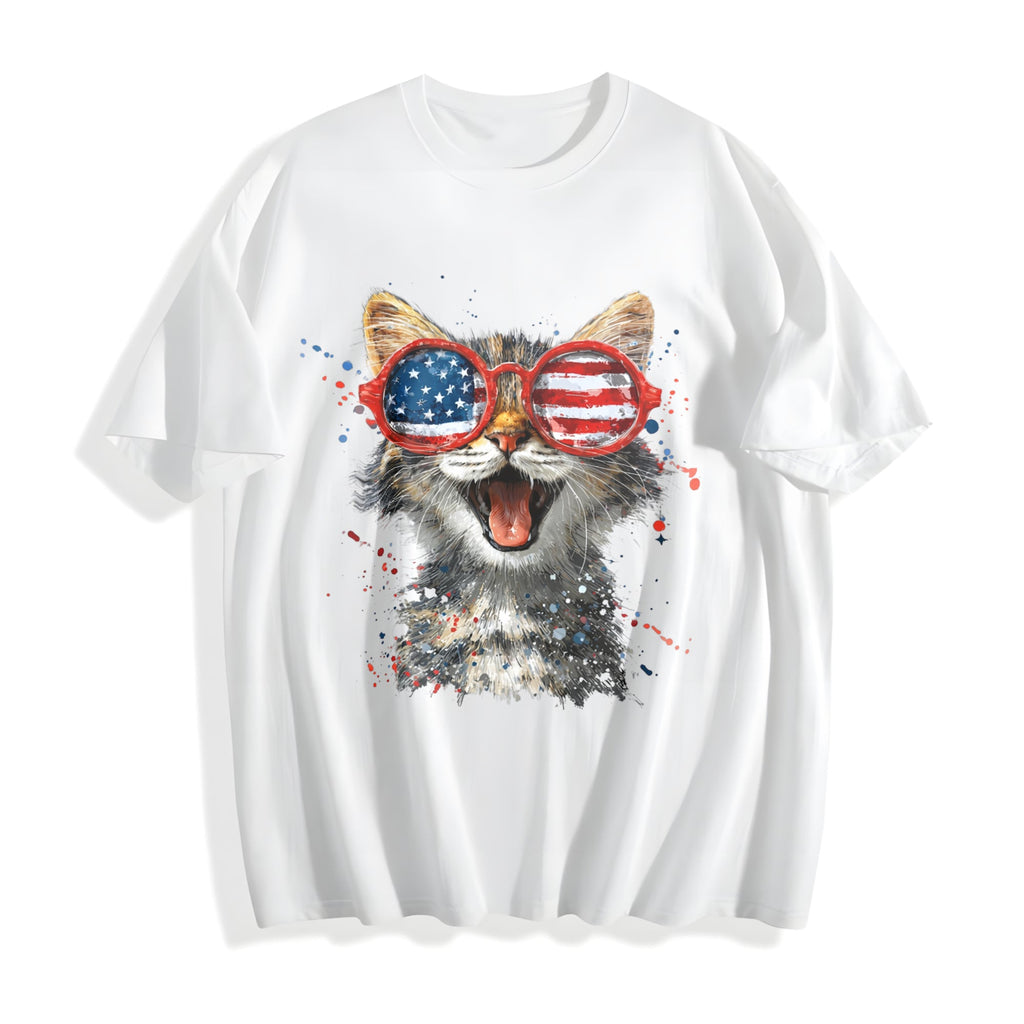 Funny Patriotic Cat Cotton T-Shirt product image 2
