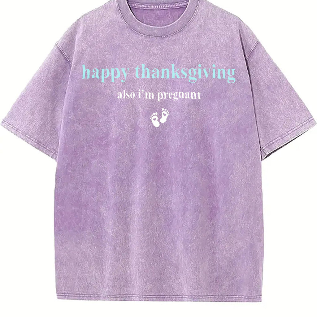 Thanksgiving Pregnancy Reveal Vintage Washed T-Shirt product image 6