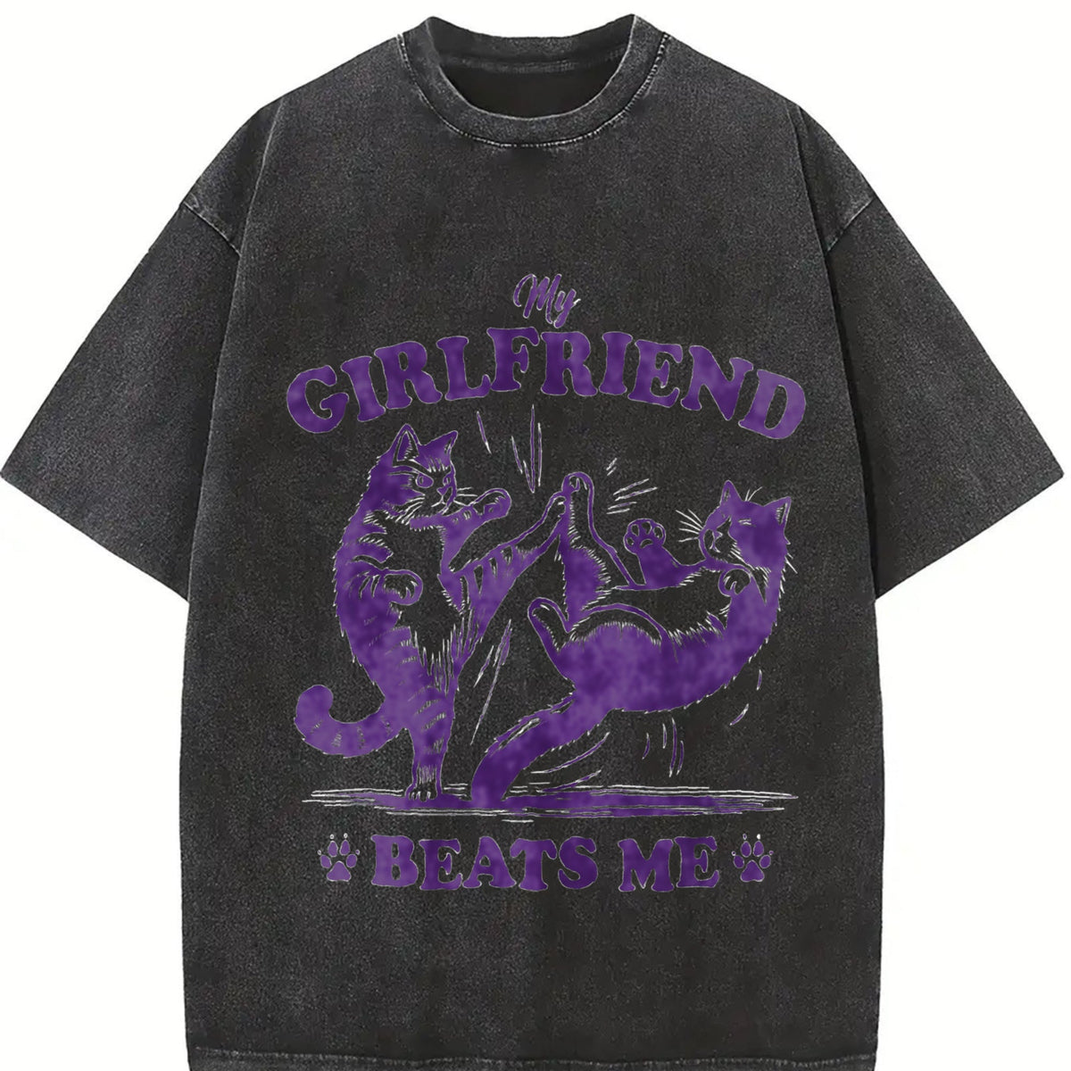 Couple Cat Fighting 90s Vintage Washed T-Shirt product image 2