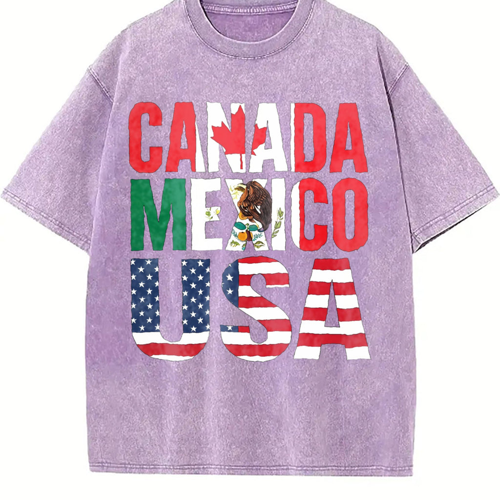 Can Mex USA Country Flag Letter Vintage Washed T-Shirt product image 6