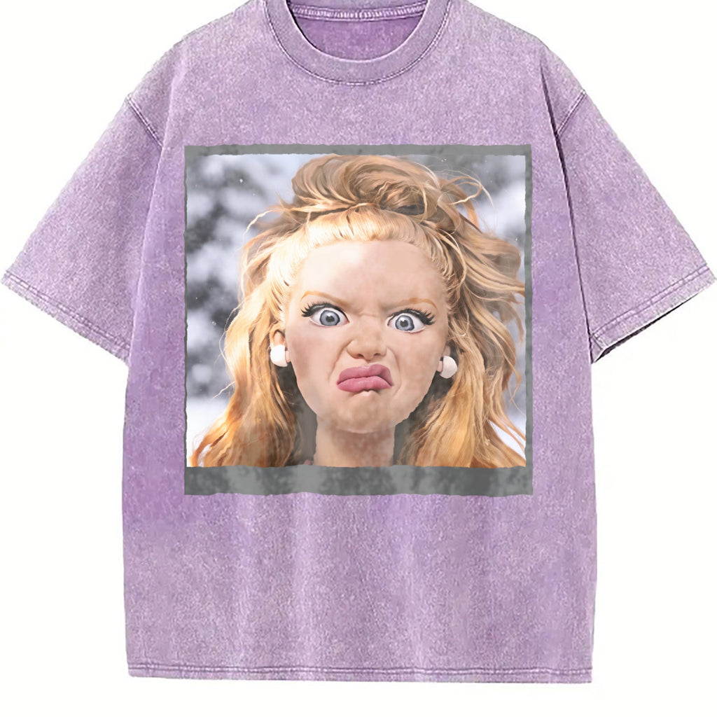 Funny Grumpy Doll Face Vintage Washed T-Shirt product image 6