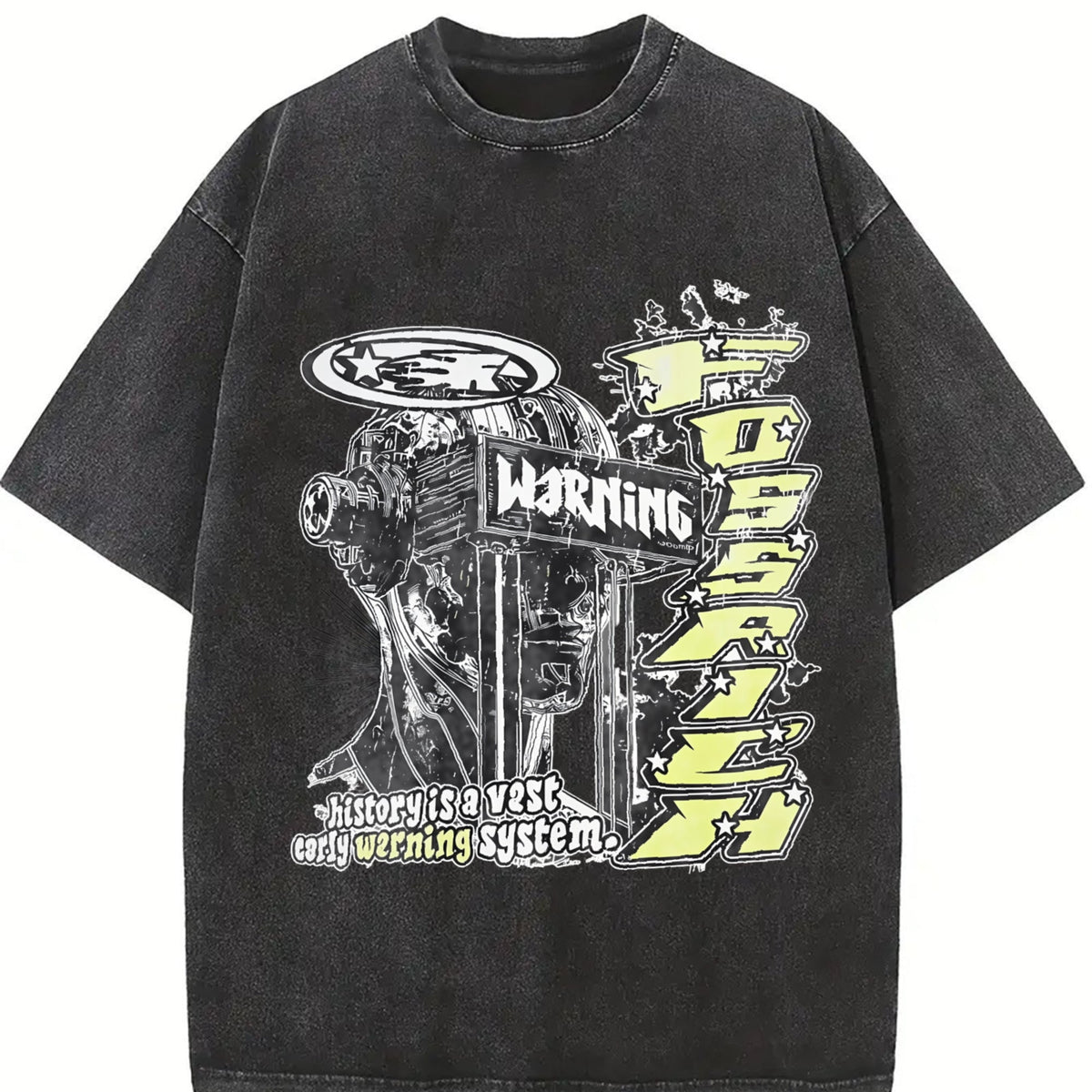 Warning Cybernetic Head Vintage Washed T-Shirt product image 2