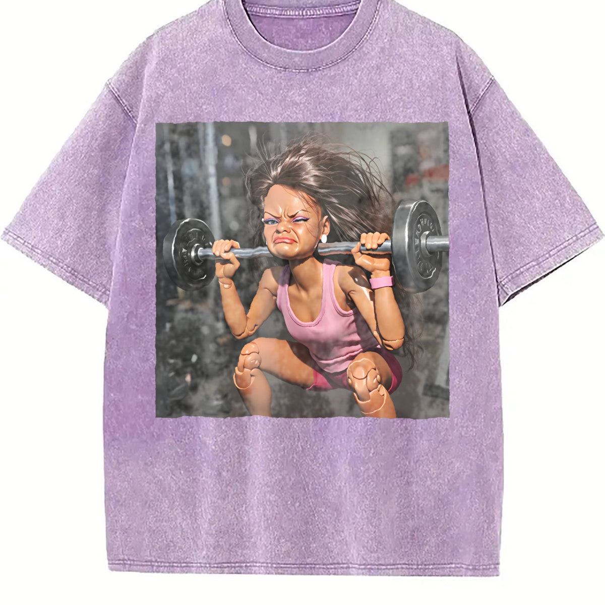 Doll Lifting Weights Vintage Washed T-Shirt product image 6