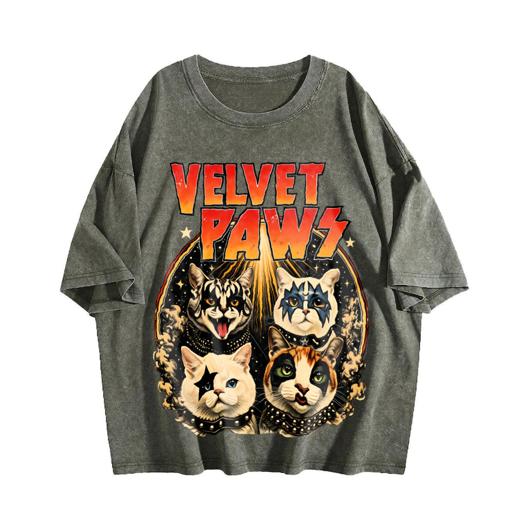 Velvet Pawz Cat Rock Band Vintage Washed T-Shirt product image 4