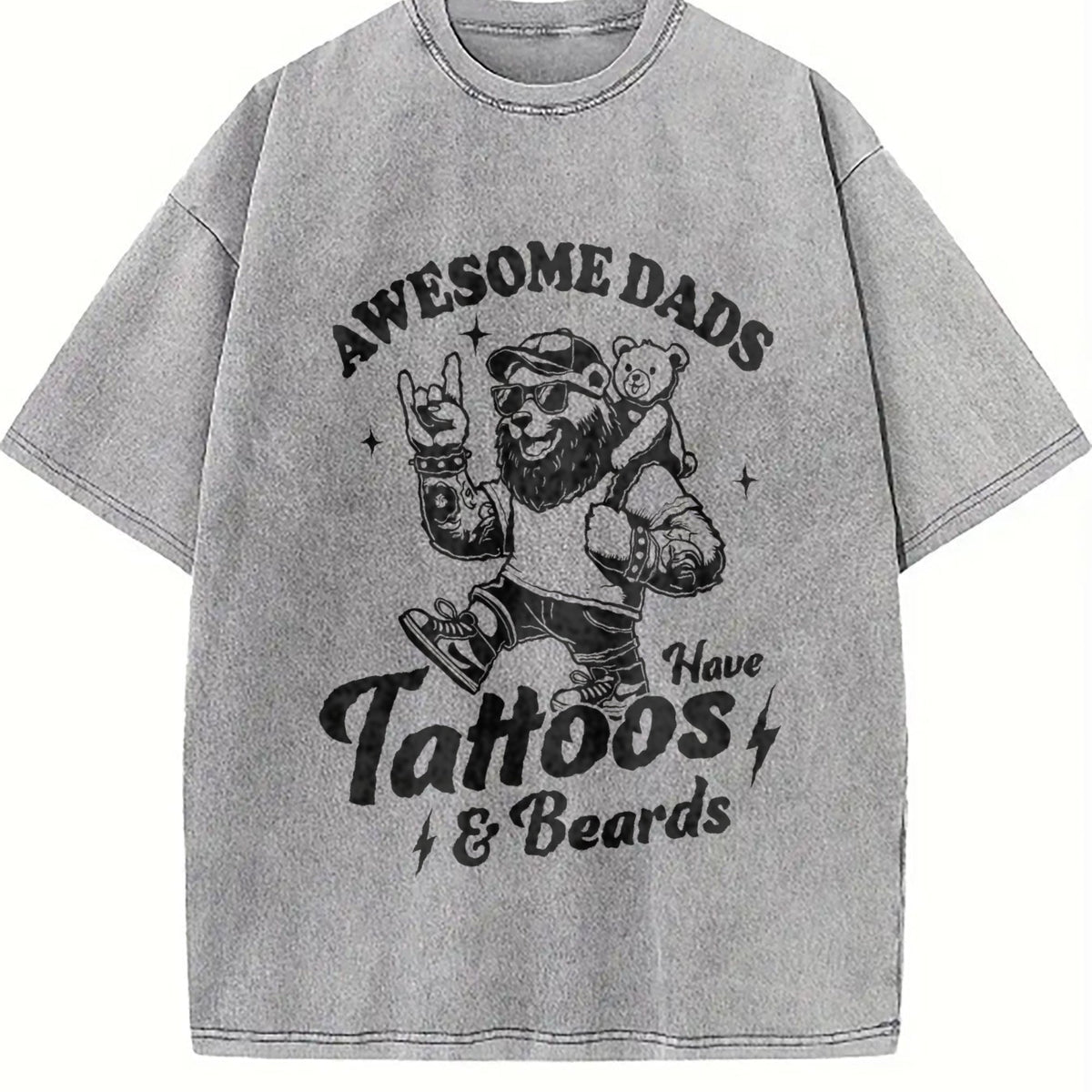 Awesome Dad Have Tattoos And Beards Vintage Washed T-Shirt product image 5