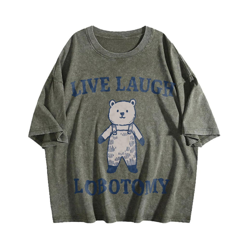 Live Laugh Lobotomy - Dark Humor Teddy Bear Vintage Washed product image 4