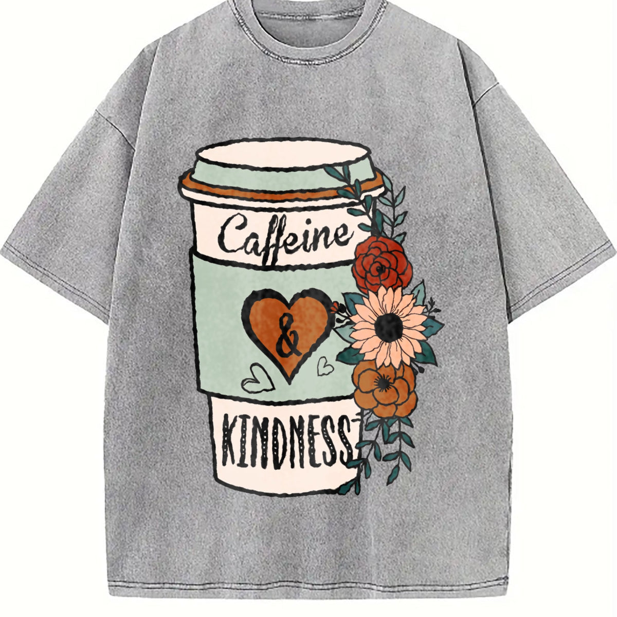 Caffeine And Kindness Vintage Washed T-Shirt product image 5