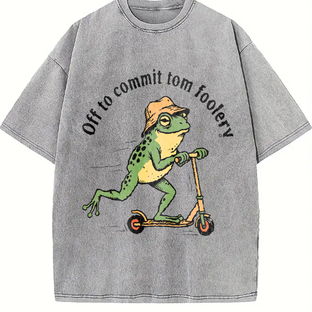 Off To Commit Tomfoolery Frog Vintage Washed T-Shirt product image 5