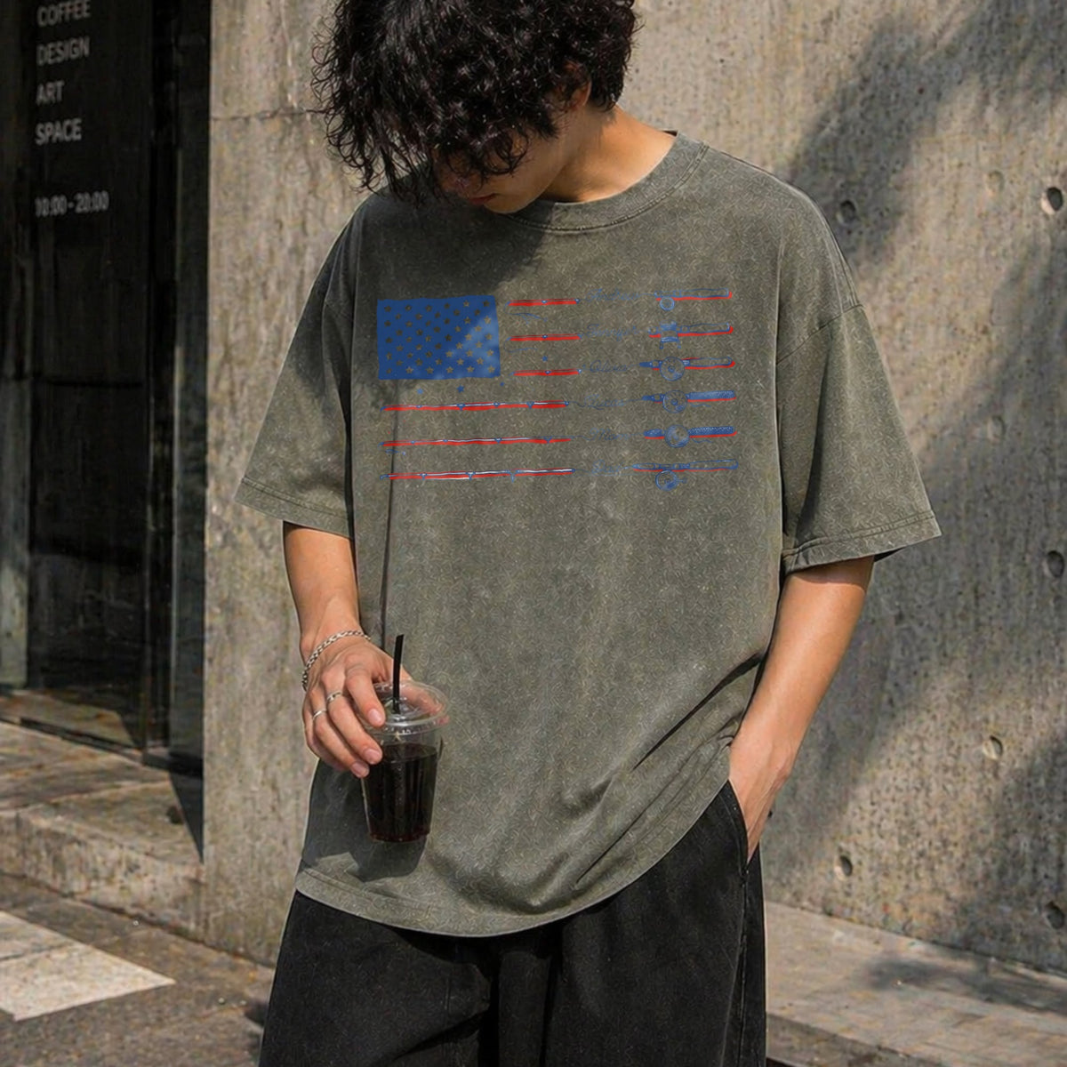 Name American Flag Vintage Washed T-Shirt product image 4