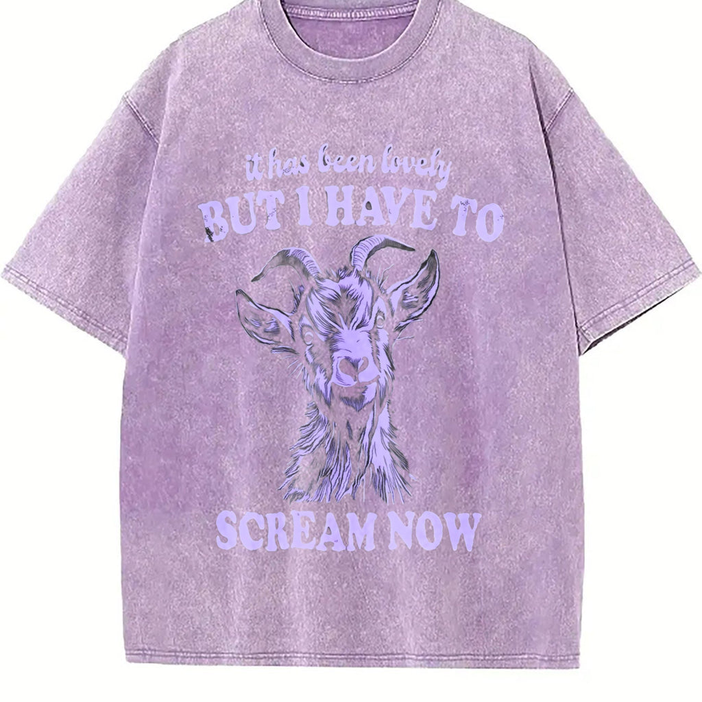 Funny Goat I Have To Scream Now 90's Vintage Washed T-Shirt product image 6