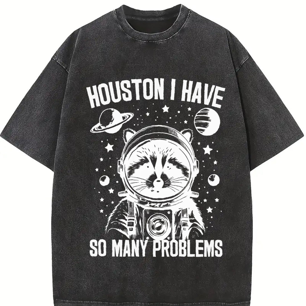 Funny Astronaut Raccoon 90s Vintage Washed T-Shirt product image 2