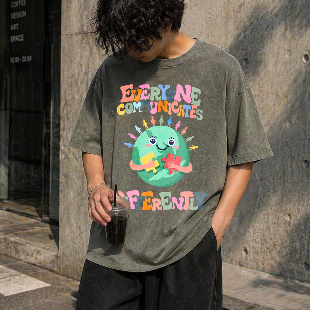 Everyone Communicates Differently Vintage Washed T-Shirt product image 11