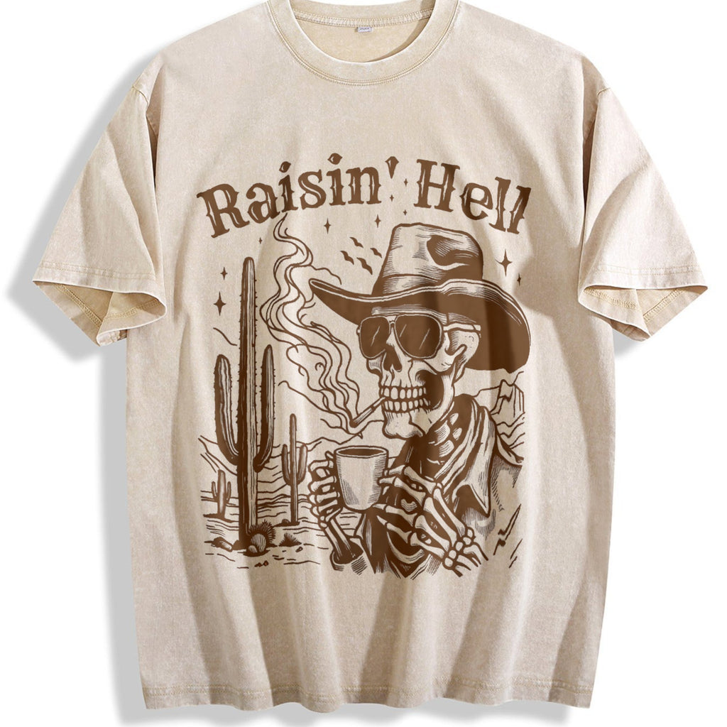 Skeleton Raisin' 90s Vintage Washed T-Shirt product image 1