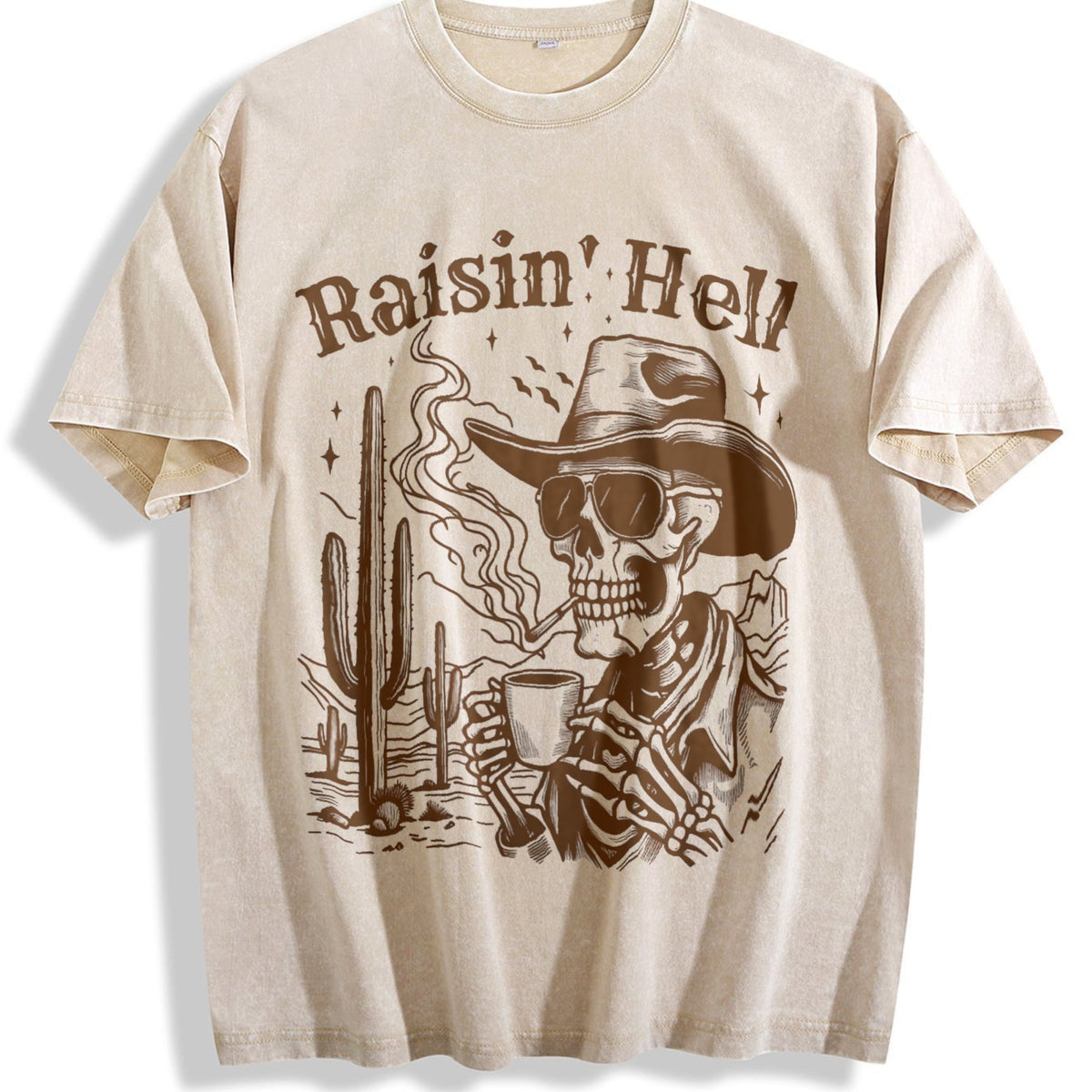 Skeleton Raisin' 90s Vintage Washed T-Shirt product image 1