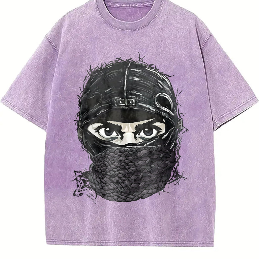 Masked Character N Letter Vintage Washed T-Shirt product image 6