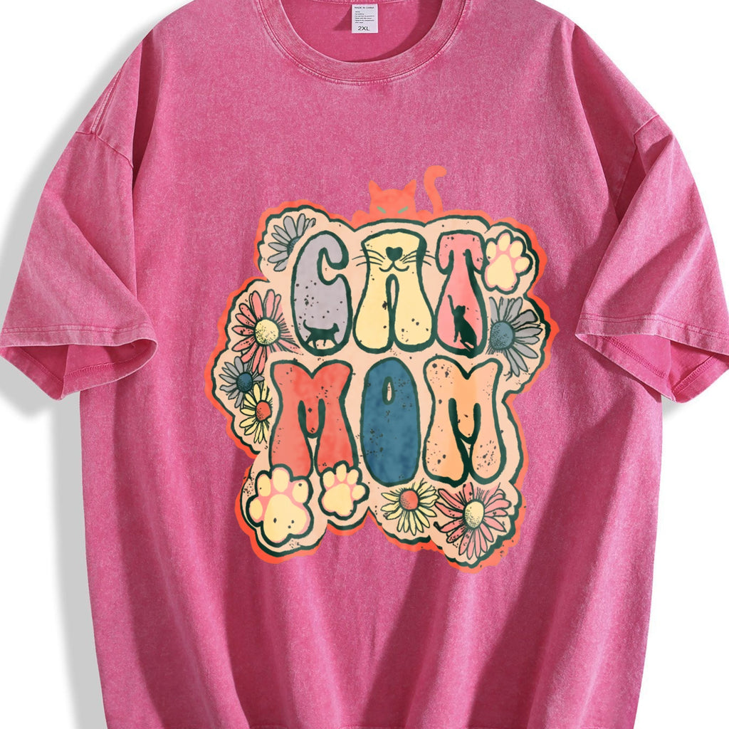 Cat Mom Vintage Washed T-Shirt product image 7