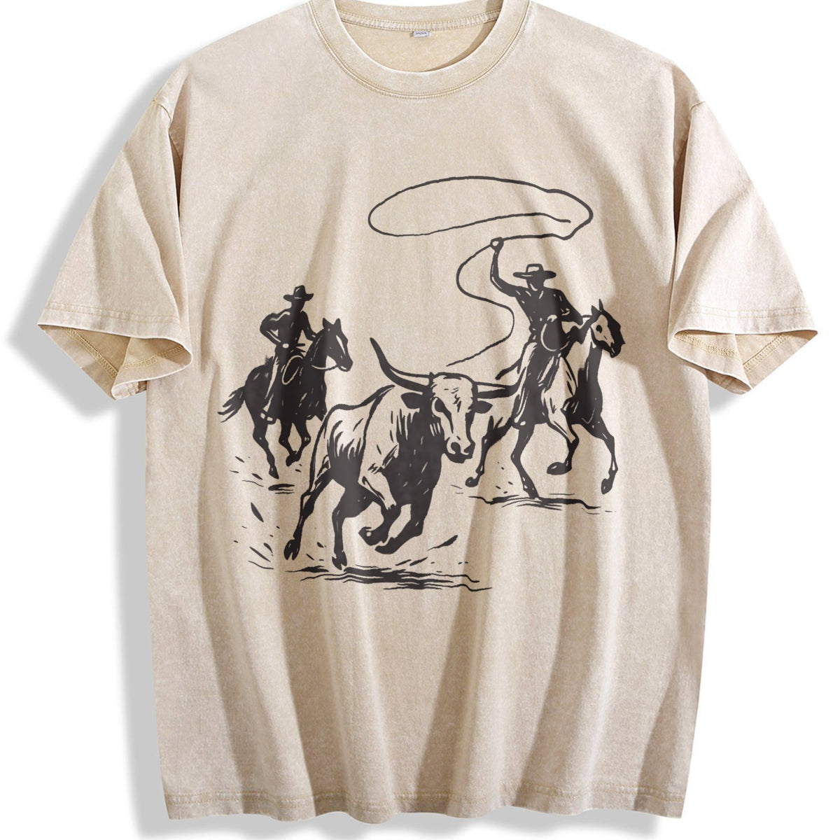 Cowboys Roping Bull Vintage Washed T-Shirt product image 1
