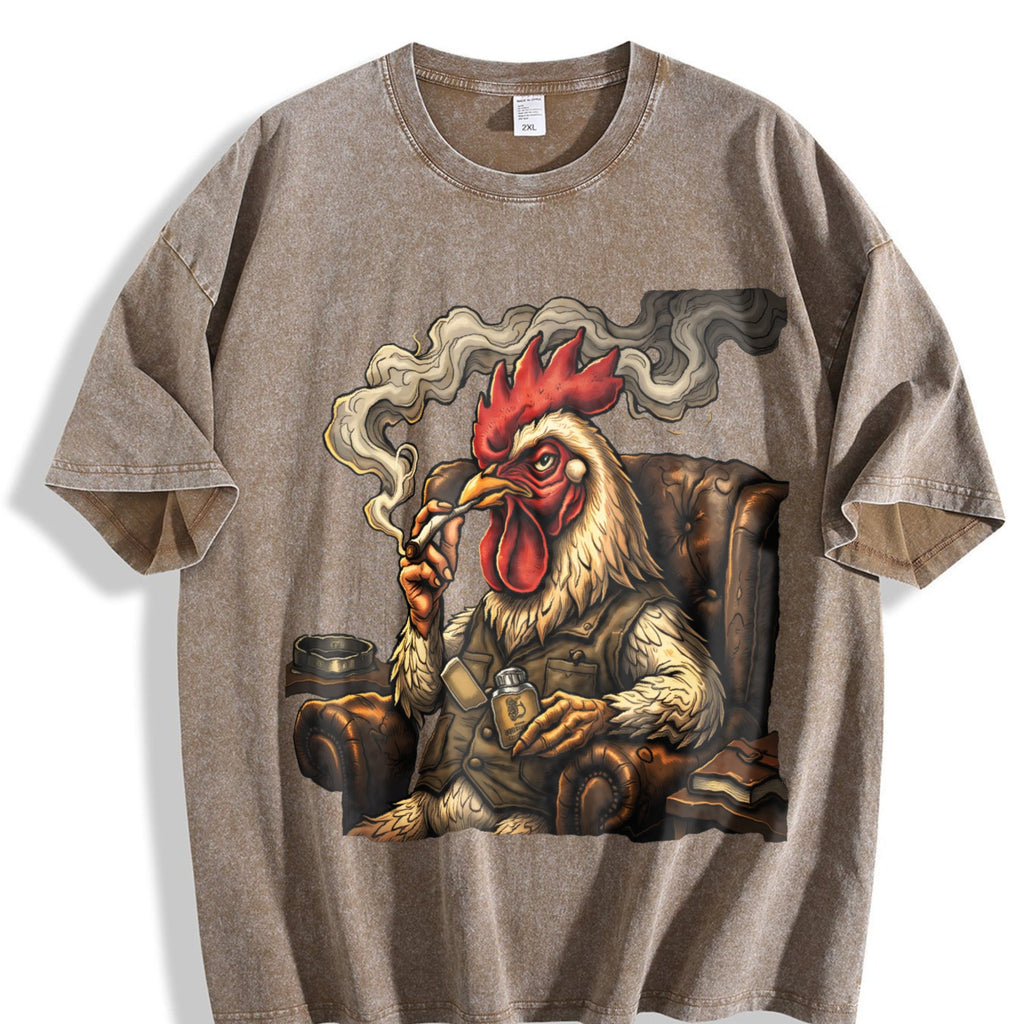 Rooster In Armchair 100 Y2K Boxy Aesthetic Vintage Washed product image 3