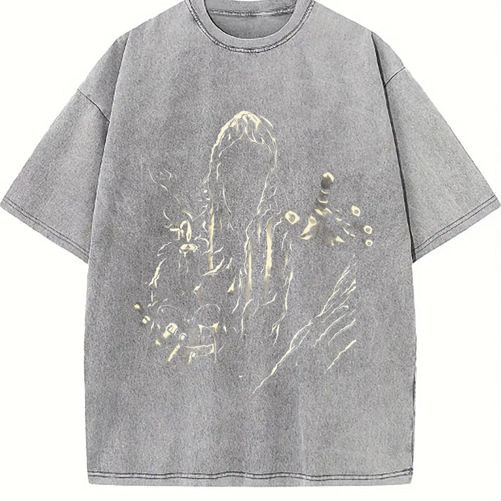 Faceless Reaper Skull Candle Art Vintage Washed T-Shirt product image 5