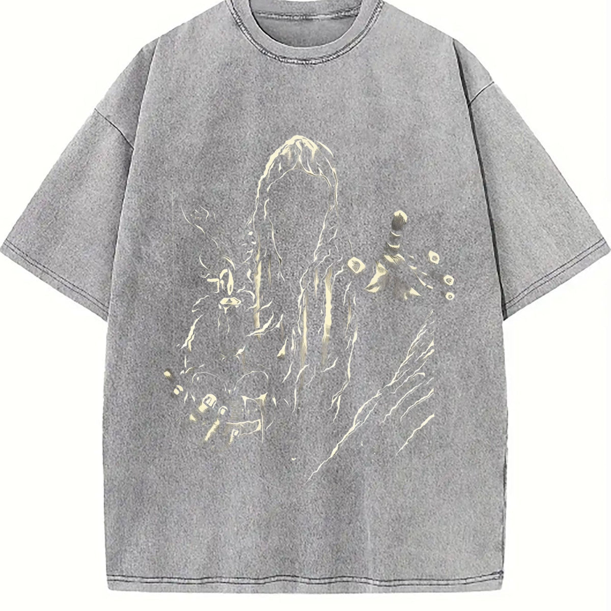 Faceless Reaper Skull Candle Art Vintage Washed T-Shirt product image 5