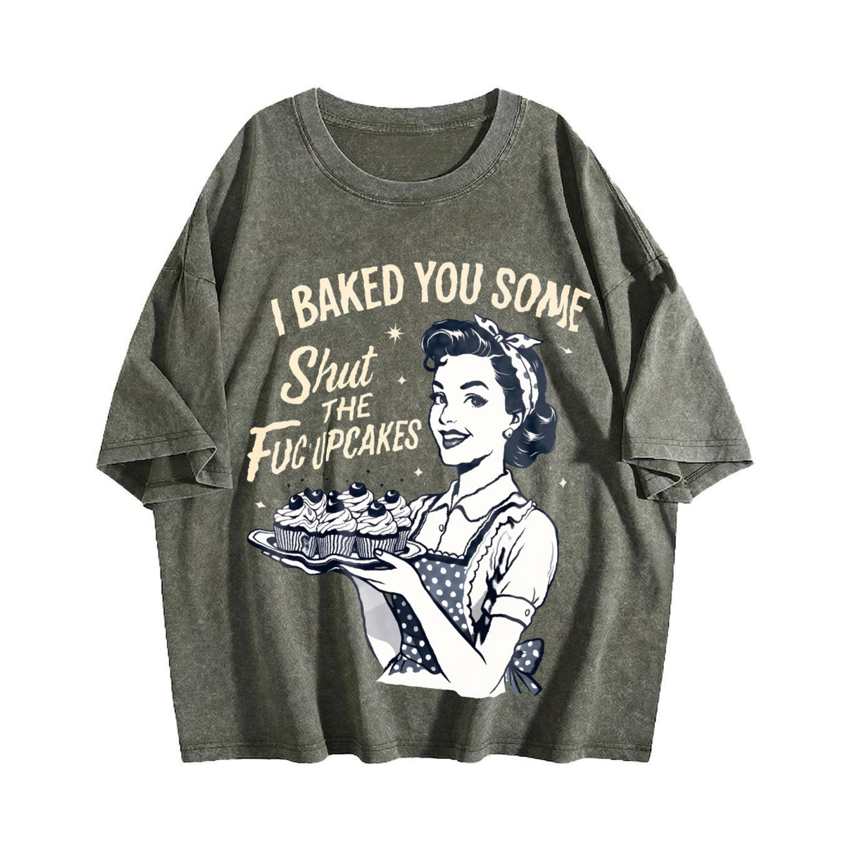Baking : Funny Sarcastic Cupcake Vintage Washed T-Shirt product image 4