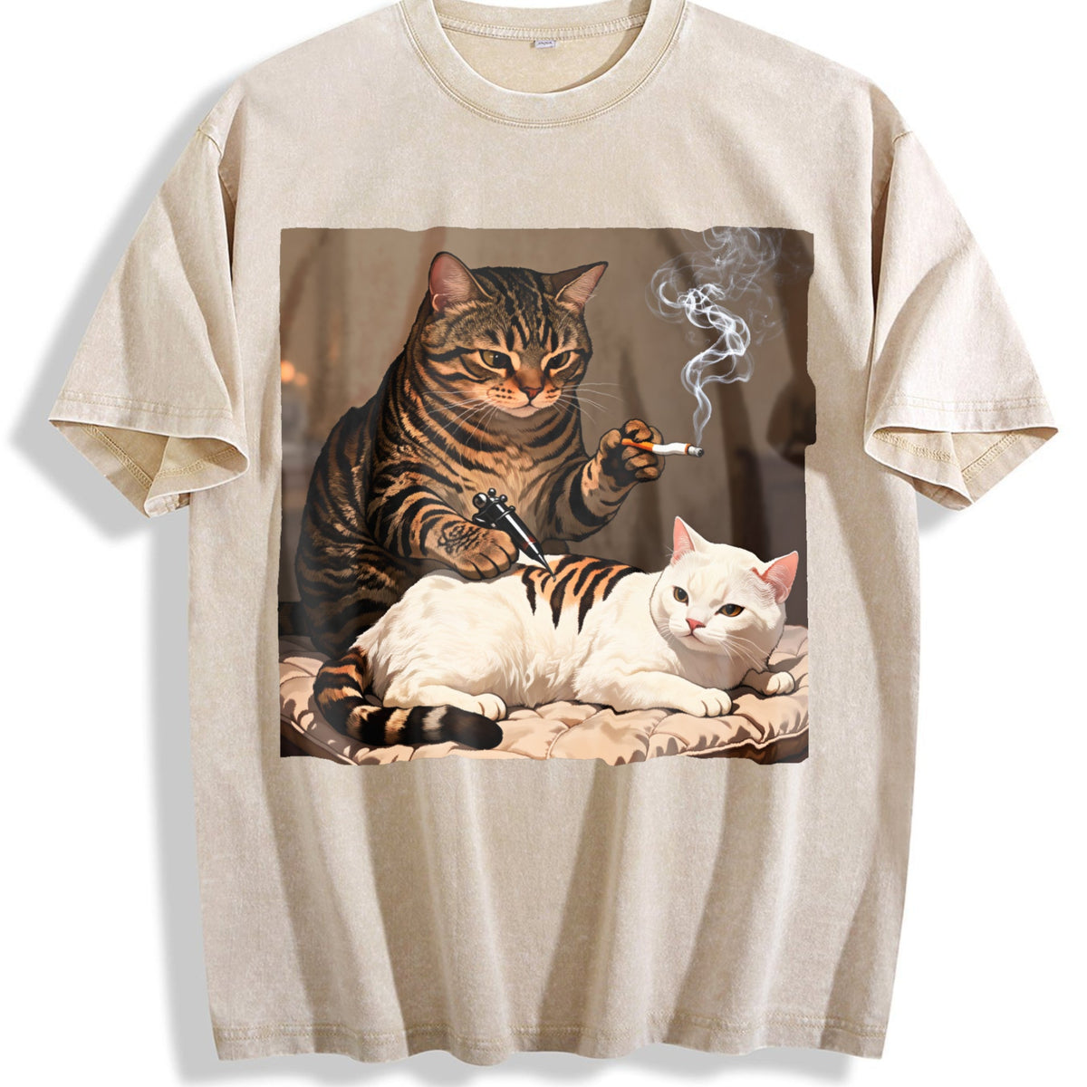 Funny Cat Tattoo Artist Vintage Washed T-Shirt product image 1
