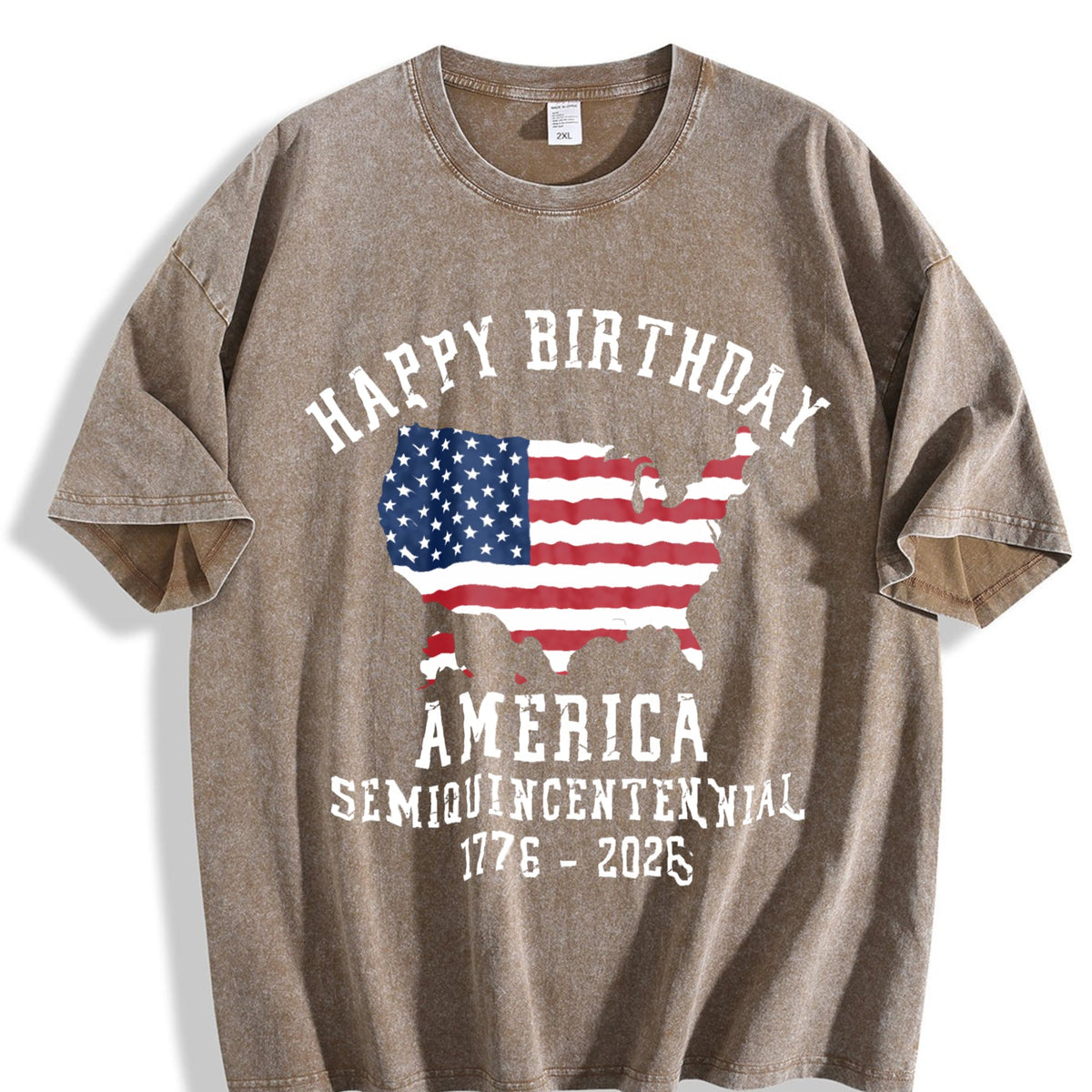 Patriotic Happy Birthday America Vintage Washed T-Shirt product image 3