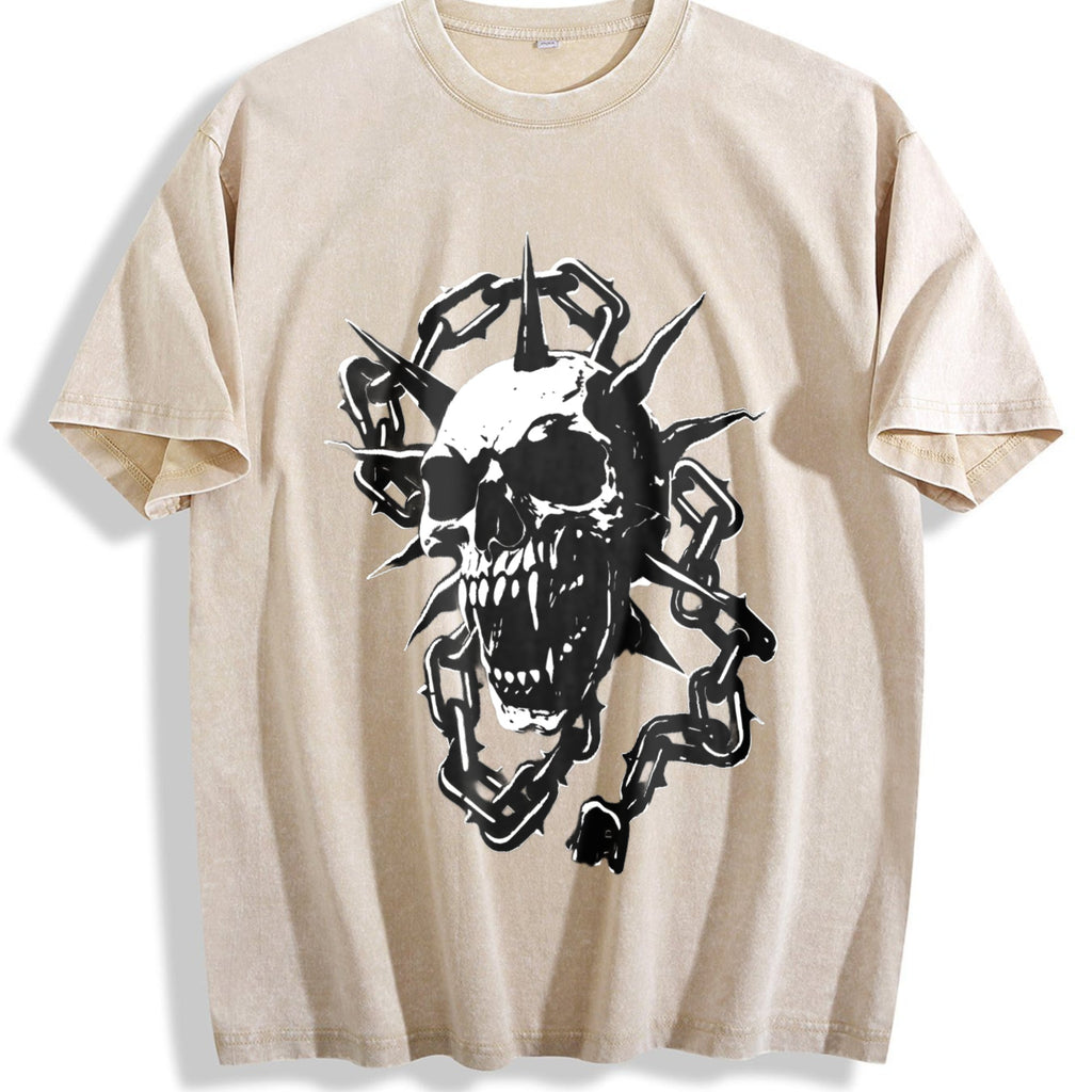 Spiked Skull Chains Vintage Washed T-Shirt product image 1
