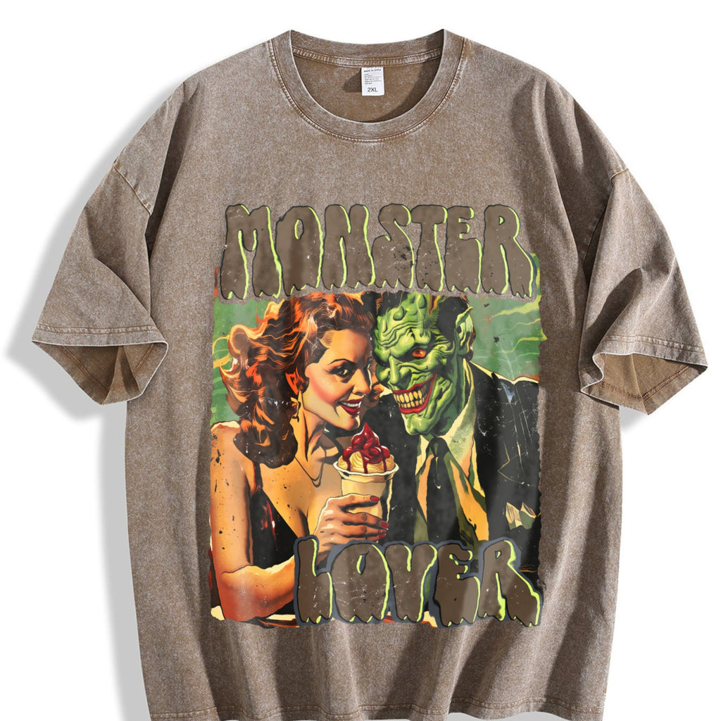 Funny Monster Lover 90s Vintage Washed T-Shirt product image 3