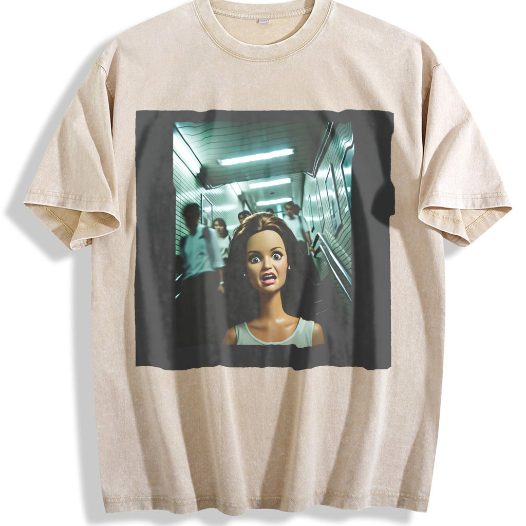 Funny Doll on the Subway Vintage Washed T-Shirt product image 1