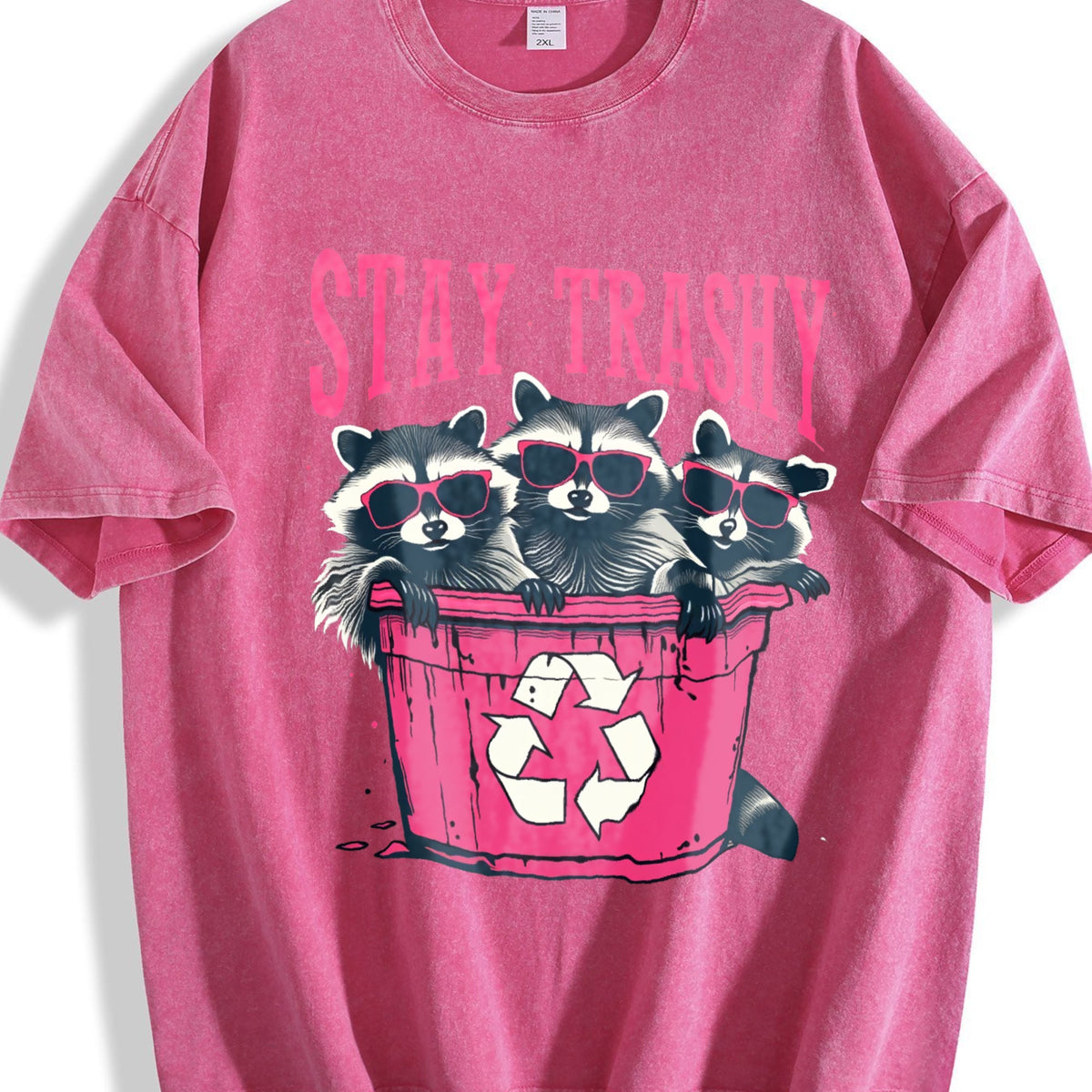 Stay Trashy - Black With Pink Raccoon & Bin Vintage Washed product image 7