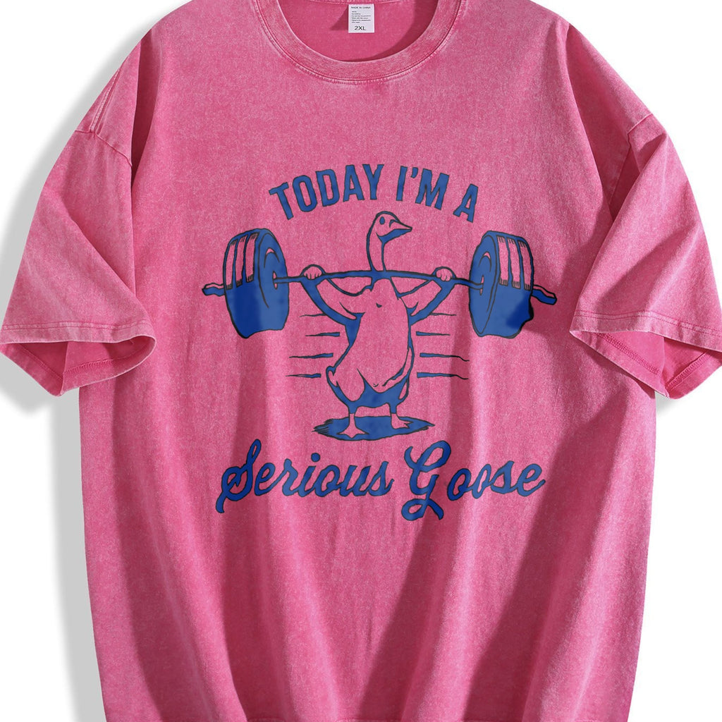 Serious Goose Lifting Weights Vintage Washed T-Shirt product image 7