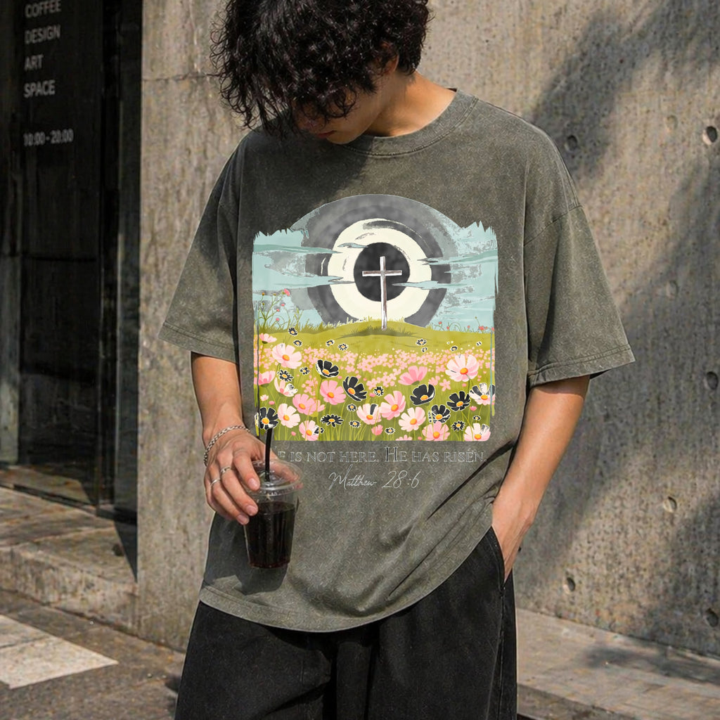 Christian Easter He Is Risen Vintage Washed T-Shirt product image 11