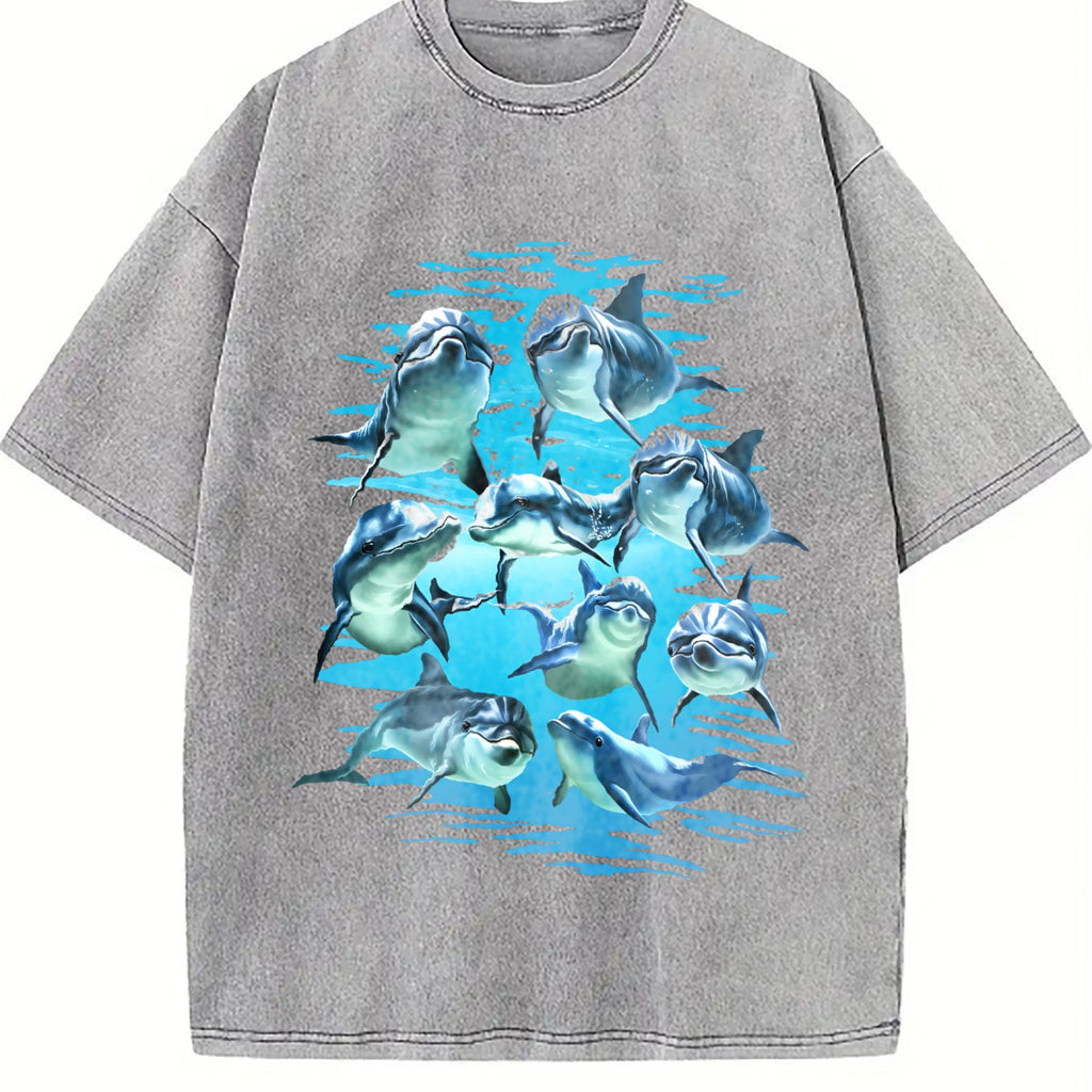 Playful Dolphins Ocean Vintage Washed T-Shirt product image 5
