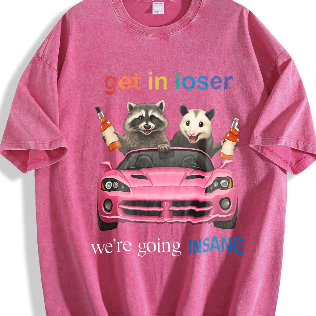 Funny Raccoon Opossum : Get In Loser Meme Vintage Washed product image 7