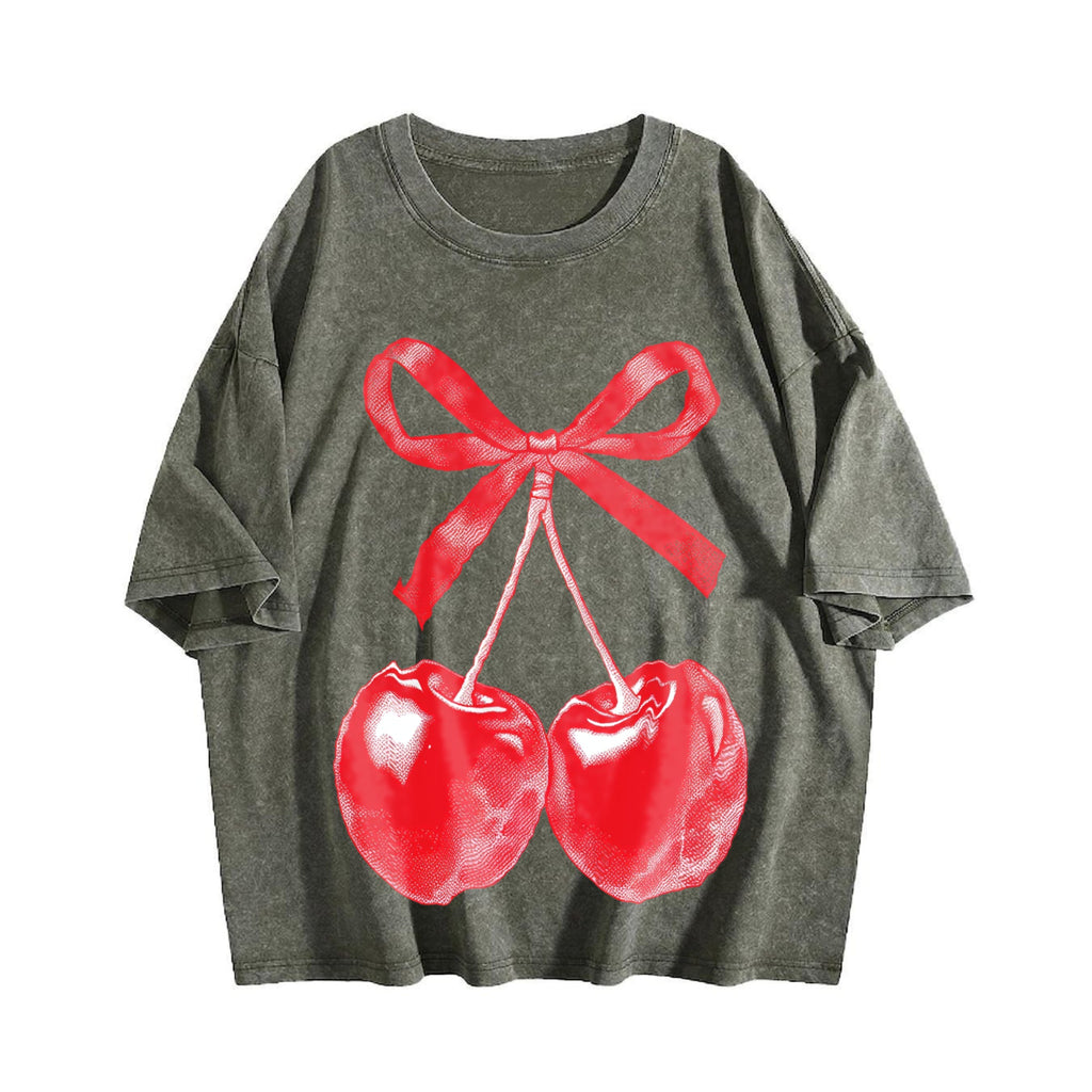 Cherry Bow Halftone Vintage Washed T-Shirt product image 4