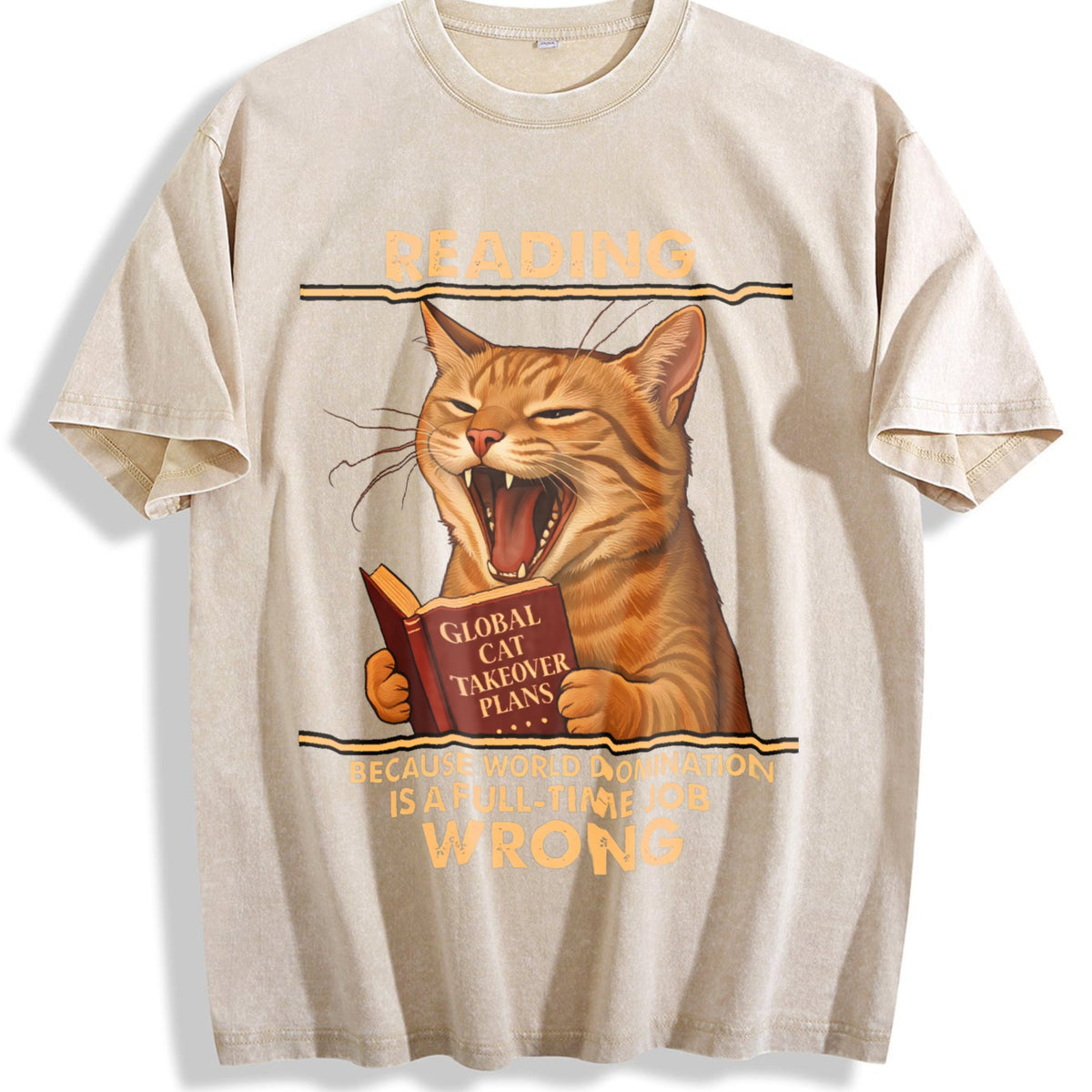 Funny Cat Reading Vintage Washed T-Shirt product image 1