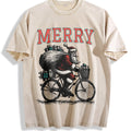 Merry Santa Riding Bike 90s Vintage Washed T-Shirt product image 1