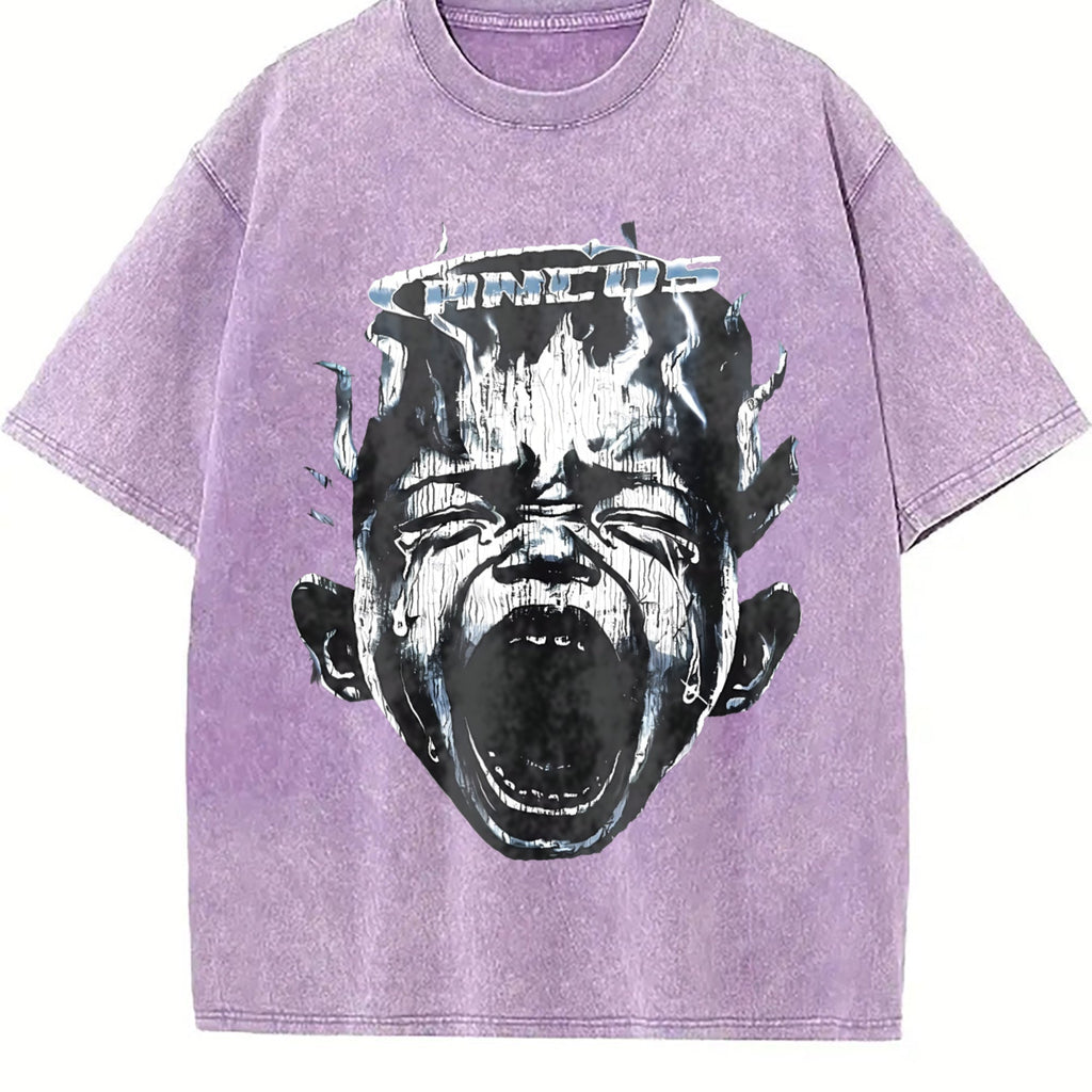 Screaming Face Flame Vintage Washed T-Shirt product image 6