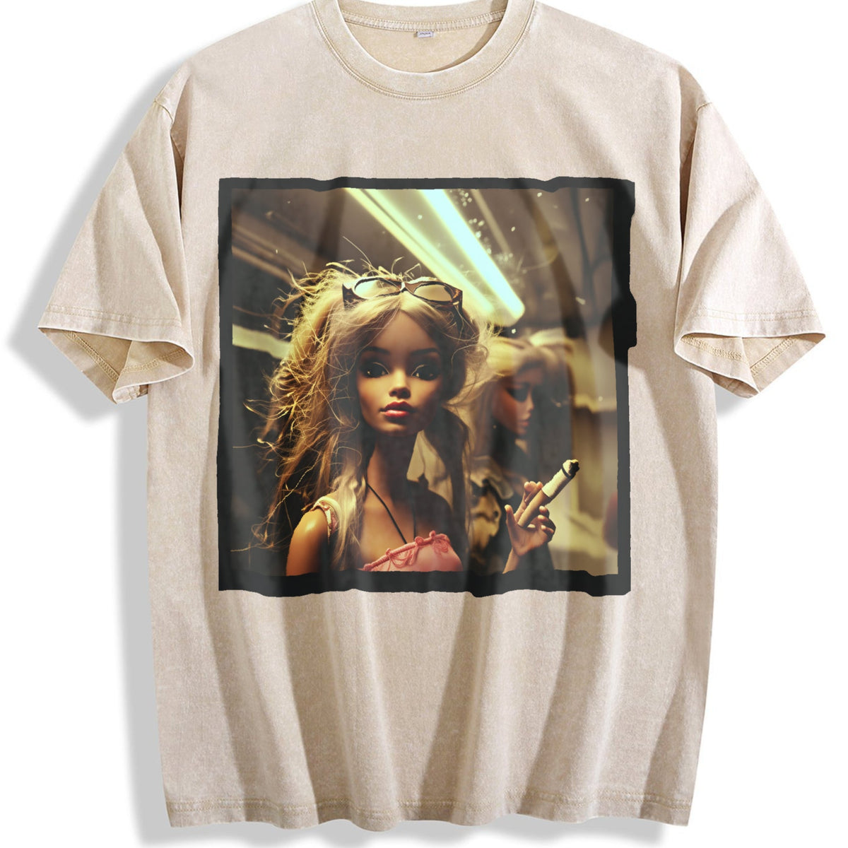 Doll Portrait with Sunglasses Vintage Washed T-Shirt product image 1