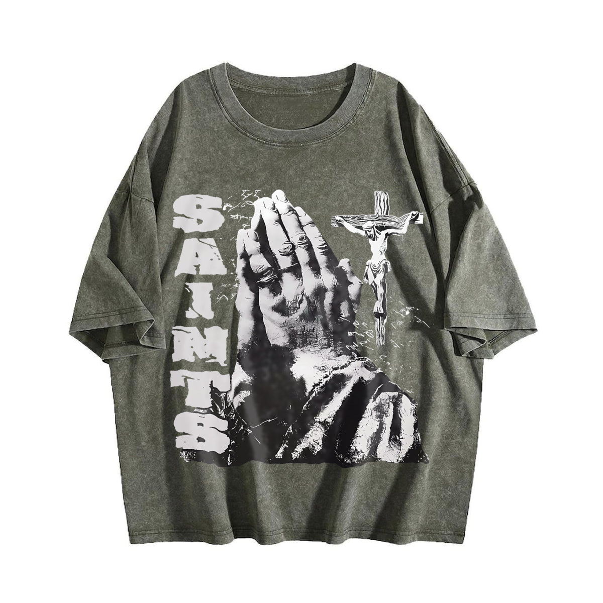 Saints Praying Hands Vintage Washed T-Shirt product image 4