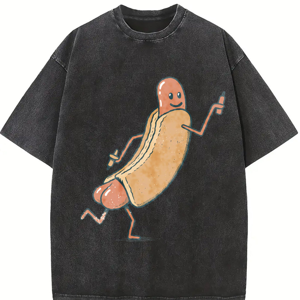 Funny Hotdog : Cute Vintage Washed T-Shirt product image 2