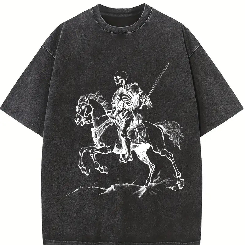 Skeleton Riding Horse 90s Vintage Washed T-Shirt product image 2