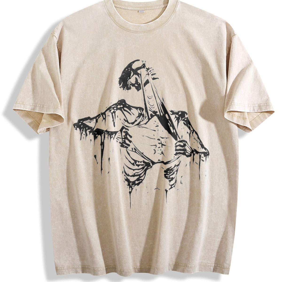 Skeleton Ripping Rip Cage 90s Vintage Washed T-Shirt product image 1